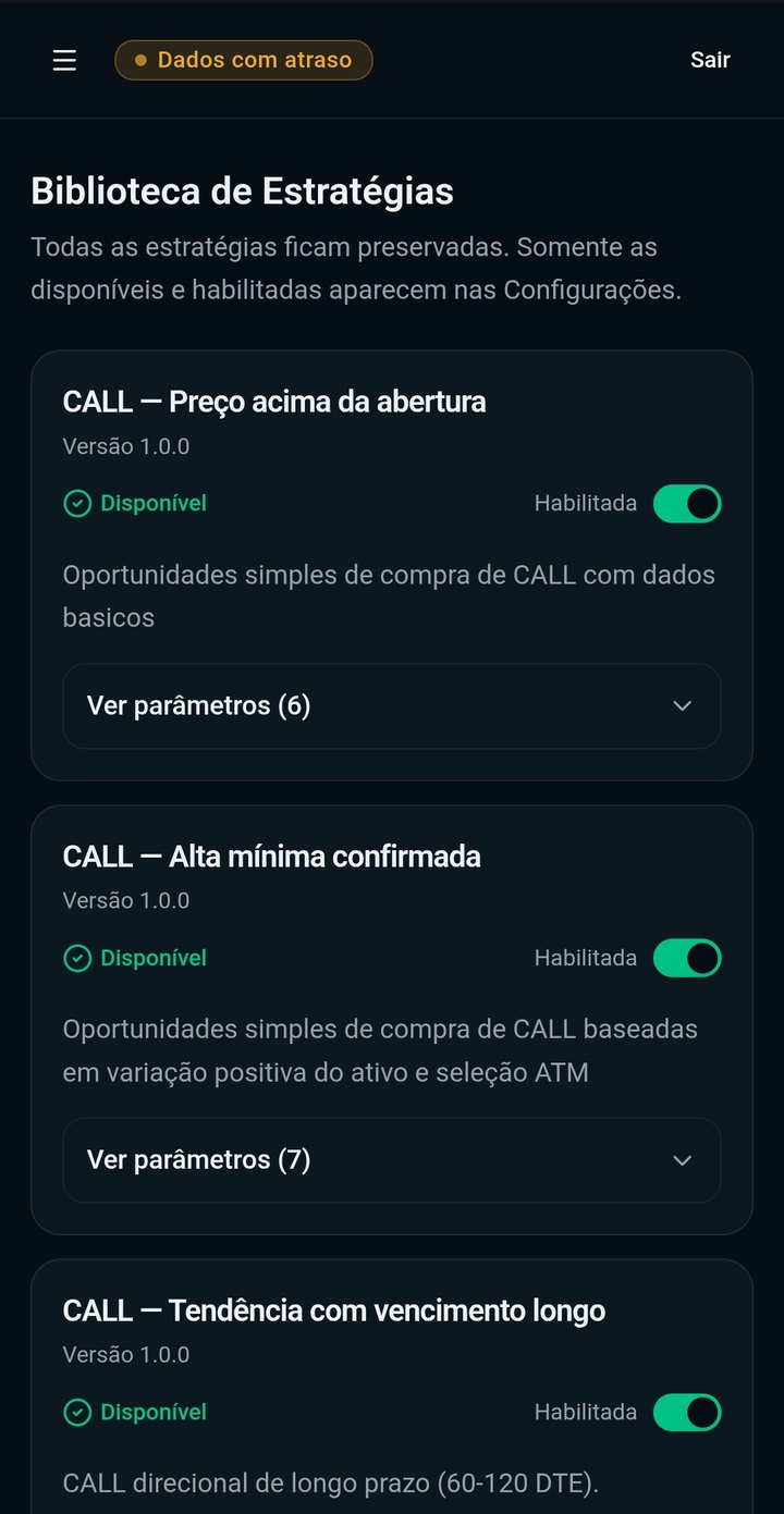 Biblioteca de Estratégias do SmartTrade no celular