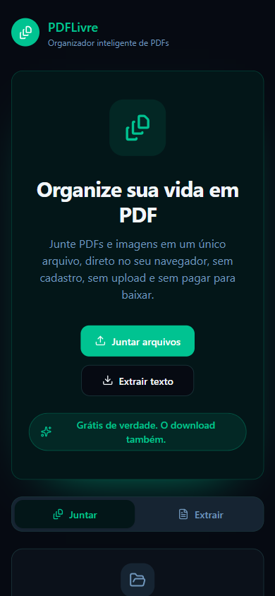 Tela real do PdfLivre em mobile